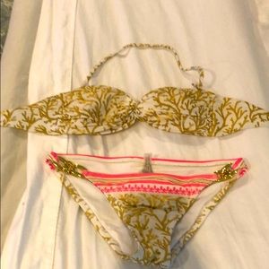 Gold and pink coral print Victoria’s Secret bikini